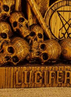 Lucifer堕落天使橡木雕像