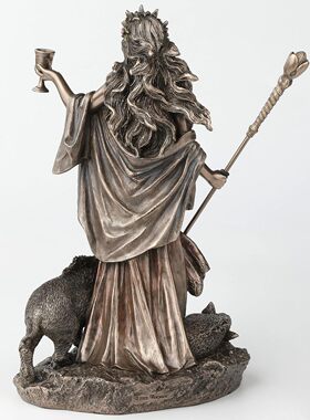 进口喀耳刻女神雕像 古希腊神话冷铸铜树脂摆件家居装饰收藏23cm