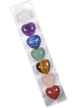 创意石膏条配七色心形天然水晶石摆件 ins简约小众工艺品摆设礼品