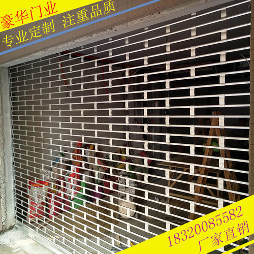 广州厂家通花镂空卷帘门冲空铝合金电动卷闸门不锈钢商铺防盗门 - 图1