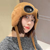 Korean style goggles pilot hat women winter plus velvet