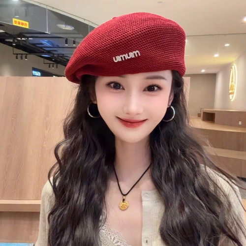 2026春季新款定型压皱贝雷帽子女透气薄款显脸小画家帽百搭蓓蕾帽 - 图1
