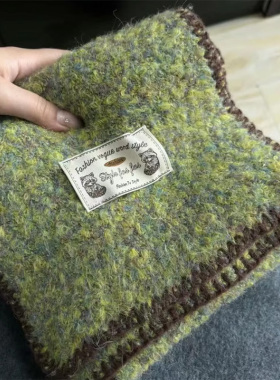 显白牛油果绿色加厚围巾保暖围脖