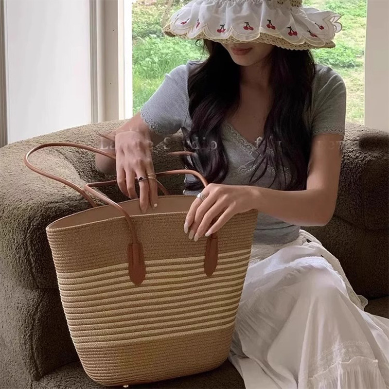 升级版大容量草编包包女2025新款托特包海边度假手提沙滩包单肩包,淘宝优惠券,粉丝福利购,淘宝优惠卷