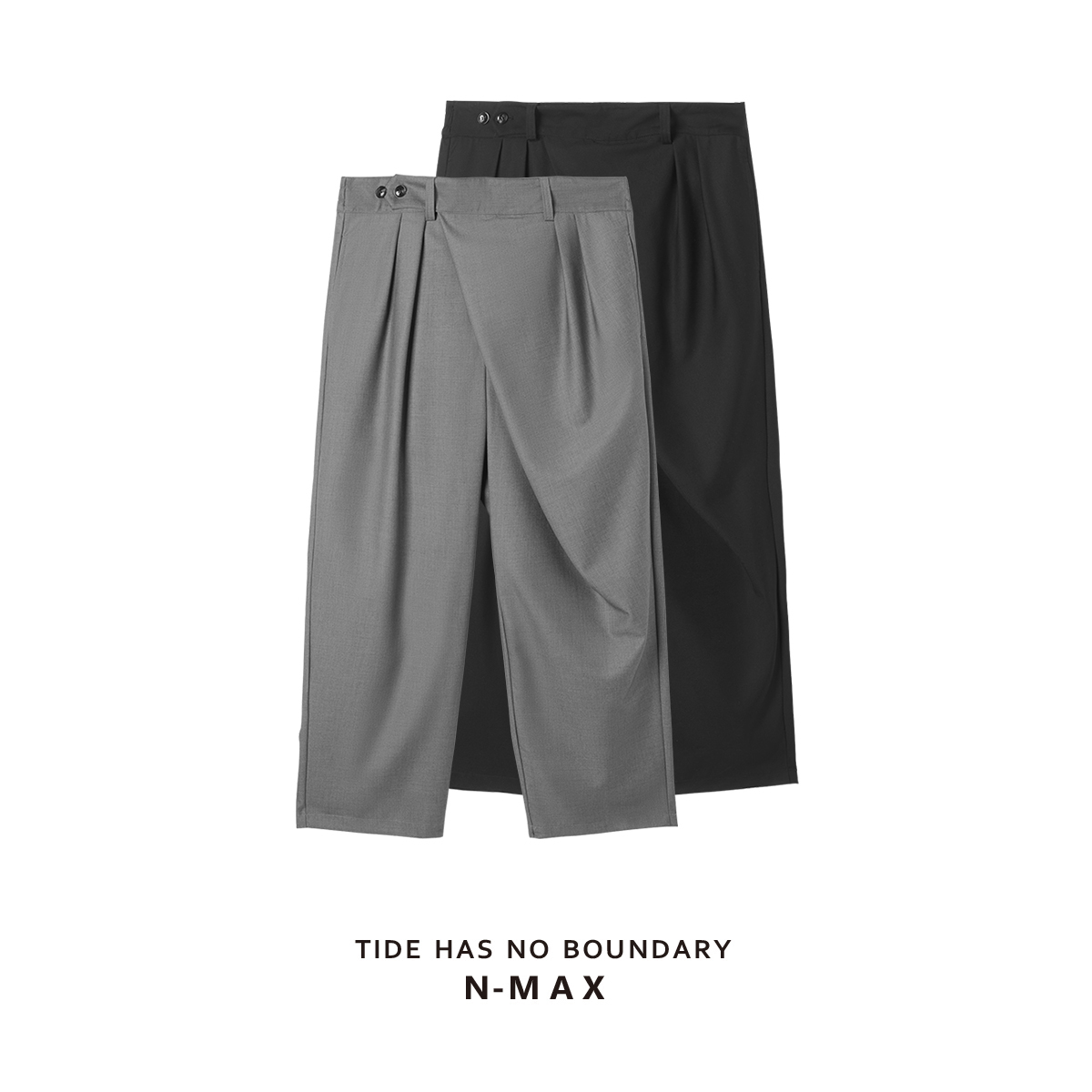 NMAX大码男装潮牌原创设计纯色宽松西装裤胖子加大直筒休闲长裤男-图3