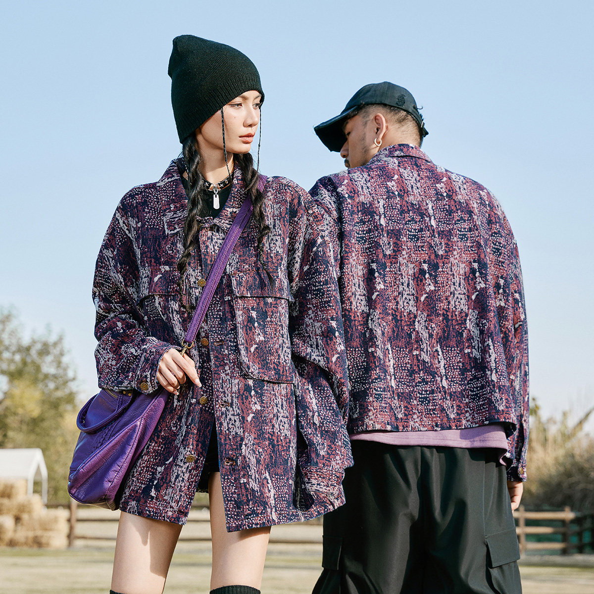 NMAX大码潮牌男装秋季新款酱果紫拼色提花牛仔外套复古风夹克,淘宝优惠券,粉丝福利购,淘宝优惠卷