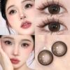 Daily Disposable 2 Pieces Trial Pack Pink Brown Color Contact Lenses Daily Disposable Comfortable Hydrating Contact Lenses 9st