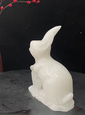 天然白玉兔吉祥摆件家居客厅酒柜电视柜办公室时尚工艺品礼品摆设