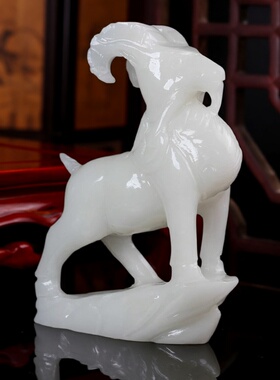 天然玉石羊摆件家居客厅玄关办公室桌面领头羊装饰品收藏礼品摆设
