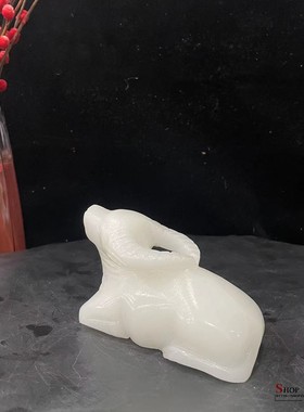 玉乡之源玉保平安客厅卧牛摆件