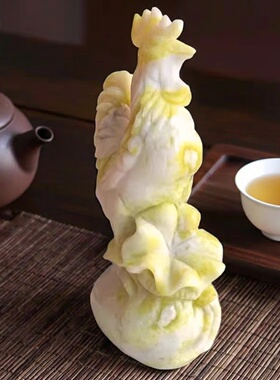 天然玉石公鸡摆件吉祥物装饰品家居客厅办公室开业乔迁工艺品摆设