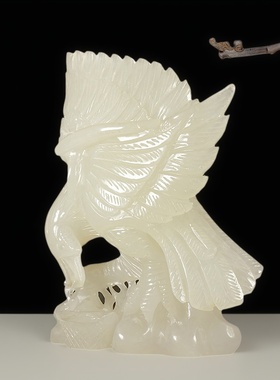 天然阿富汗玉老鹰大展宏图玉石摆件家居客厅书房办公室装饰品摆设