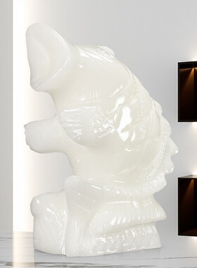 天然玉石鲤鱼跃龙门摆件年年有鱼步步高升家居客厅玄关工艺品设