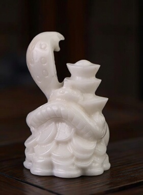 天然白玉生肖蛇摆件家居玄关办公室桌面工艺品开业乔迁送礼吉祥物