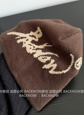 BACKNOW美式灰色秋冬保暖针织帽