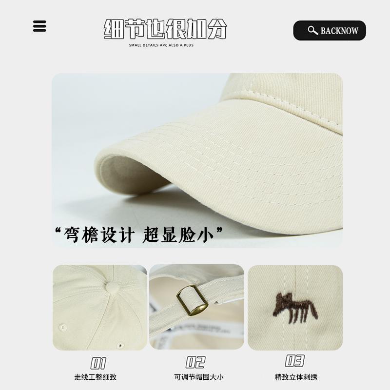 BACKNOW新品韩版刺绣小狐狸纯棉棒球帽子男女大头围显脸小鸭舌帽 - 图2