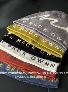 BACKNOW高品质字母针织包头帽
