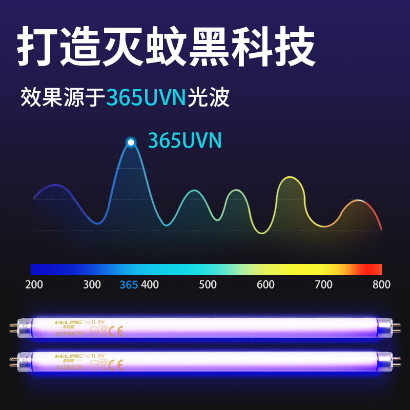 科凌虫控紫外线灭蝇灯管灭蚊苍蝇8瓦荧光诱虫专用灯管8w/10UVA365 - 图1