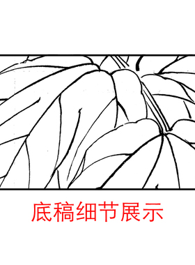 龚雪青工笔画团扇画稿白描底稿