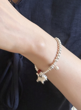 新款复古猫咪红玛瑙珠子手链女转运百搭重工小众设计感串珠手饰女