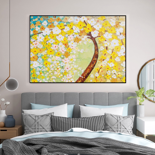 黄金大道客厅装饰画中式招财风景挂画卧室床头墙壁画办公室发财树 - 图0