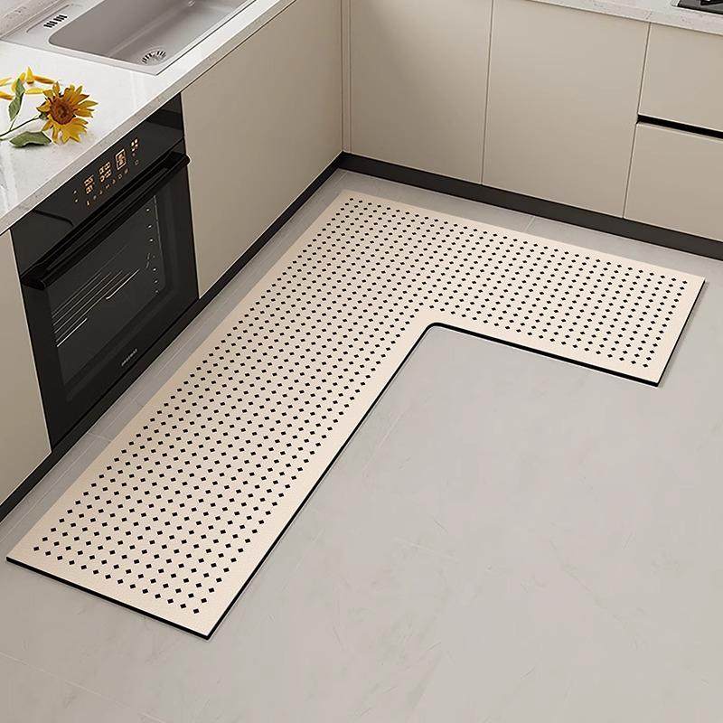 L型厨房地垫皮革防水防油可擦高级感耐脏地毯家用可裁剪防滑脚垫,淘宝优惠券,粉丝福利购,淘宝优惠卷