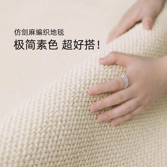 仿剑麻地毯客厅2025新款卧室床边毯沙发地垫法式奶油风白色可机洗