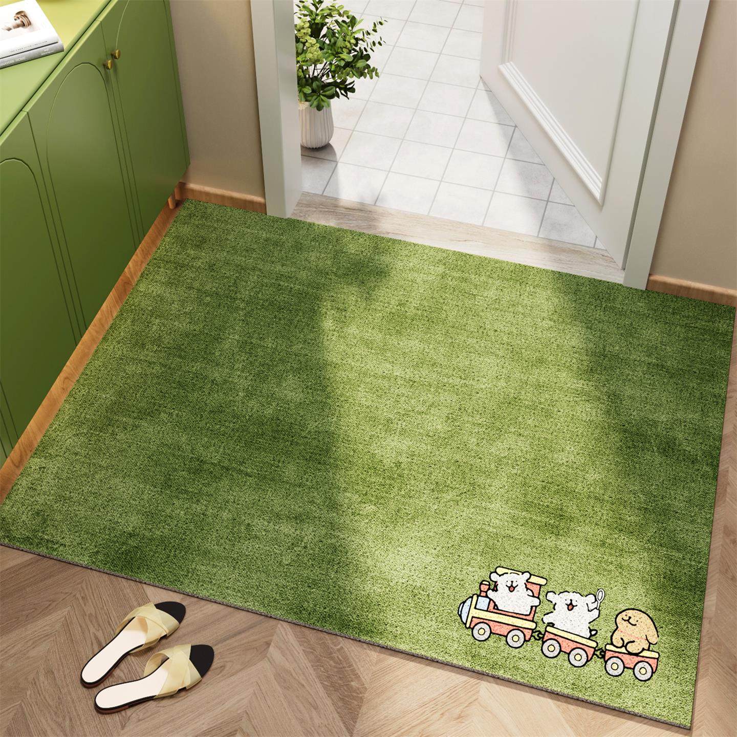丝圈地垫入户门地毯绿色法式家用高颜值蹭土可裁剪玄关防滑脚垫,淘宝优惠券,粉丝福利购,淘宝优惠卷