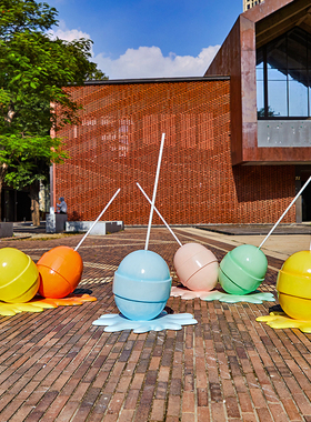 户外玻璃钢棒棒糖雕塑落地摆件