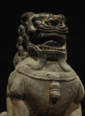 石雕复古仿古青石石狮子瑞兽案头狮摆件做旧摆放庭院门口公司招财