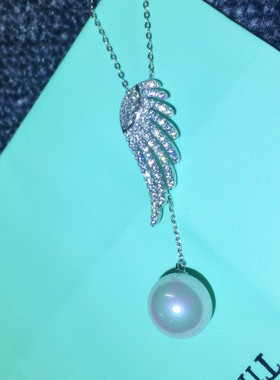 S925纯银翅膀珍珠锁骨女锆石