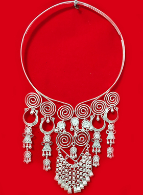 贵州苗族镀银挂脖项圈民族风