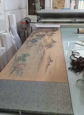 恽寿平国画湖山春暖图复古书画山水风景真迹微喷临摹复制长卷手卷