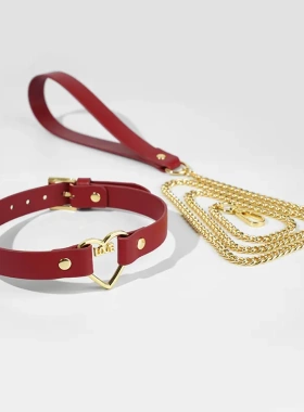 爱心项圈女项链牵引绳颈带choker男用定制刻字链子