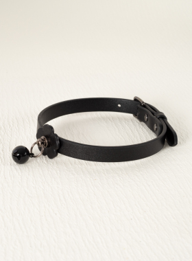 项圈定制刻字女m 链子k9真皮皮具choker梅花纯银铃铛