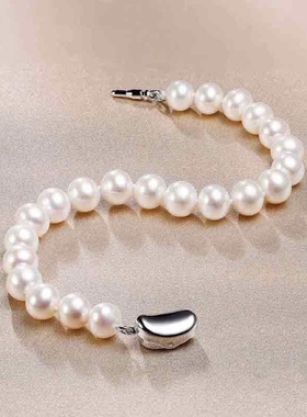 施家同款正圆强光珍珠手链女轻奢小众高级感法式复古配饰手串手饰