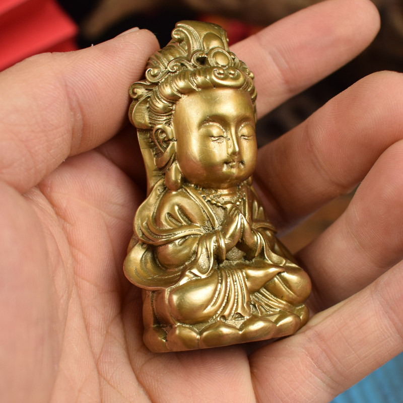 全铜实心观音桌面小摆件男士官印工艺品摆件车载中控台小装饰礼品,淘宝优惠券,粉丝福利购,淘宝优惠卷