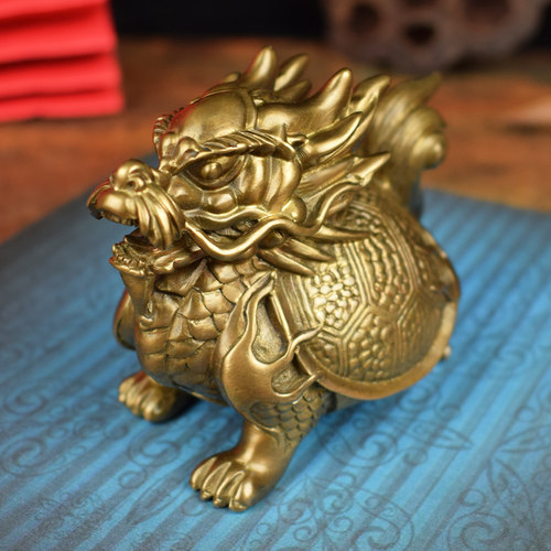 铜镇宅龙龟摆件龙生九子荣归霸下客厅书房桌面招财文玩赑屃工艺品 - 图1