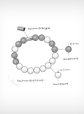 手工逸述白玛瑙地图石男女手串