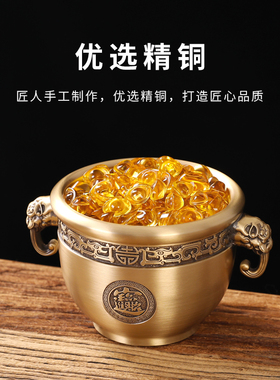 黄铜象鼻缸家用客厅装饰工艺品