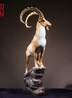 艺品江山彩铜十二生肖领头羊摆件