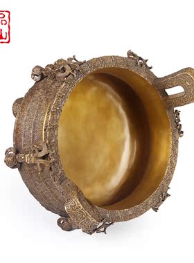 艺品江山精铜鼎玄关门厅商务开业