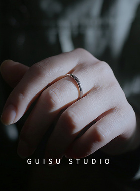纯银光面可刻字礼物情侣戒指定制