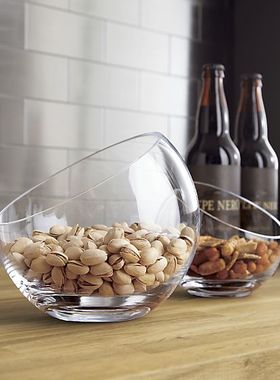 欧式风斜口玻璃办公桌玄关糖果罐