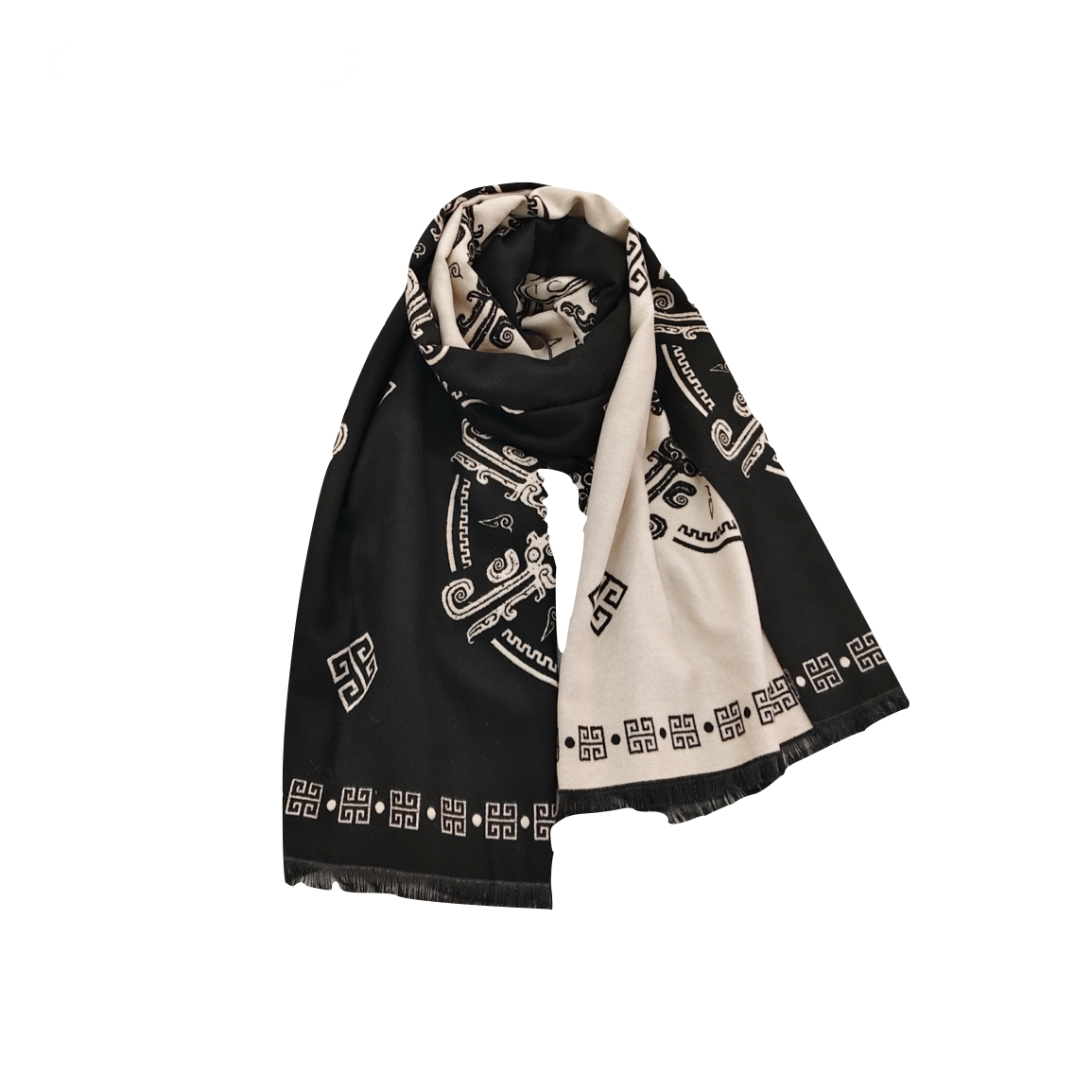 栖羽凤鸟团纹披肩围巾安阳文创复古保暖伴手礼马年礼物新年礼品