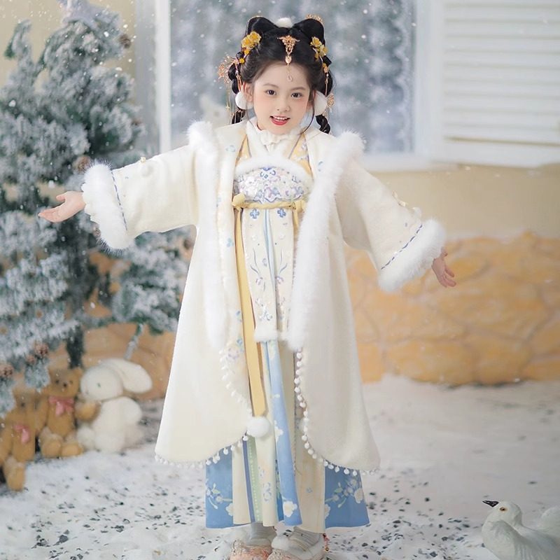 汉服女童拜年服喜庆过年公主风服装儿童国风唐装秋冬加绒斗篷童装,淘宝优惠券,粉丝福利购,淘宝优惠卷