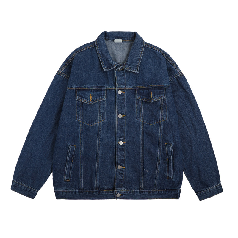 日系复古深蓝色牛仔外套男痞帅秋季潮宽松大码新款休闲夹克牛仔衣,淘宝优惠券,粉丝福利购,淘宝优惠卷
