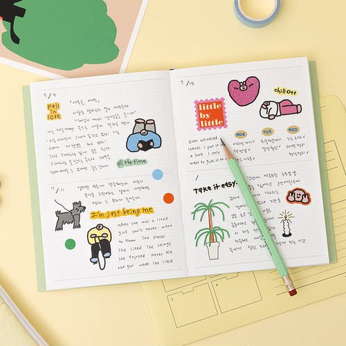 韩国livework手绘风365网格涂鸦万年型手账计划日程本工作记事本 - 图0