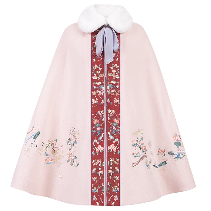 重回汉唐旗舰店重回汉唐满池娇汉服女正品原创刺绣加绒加厚日常披风斗篷秋冬外出3