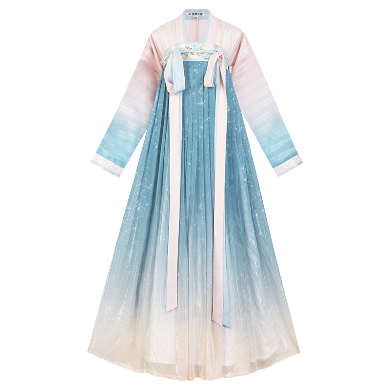 重回汉唐旗舰店重回汉唐初夏直领对襟衫唐制齐胸襦裙渐变套装5米大摆夏季汉服女3